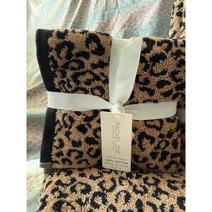 Rachel Zoe Leopard Reversible Towel Set 100% Cotton | Bath, Hand Washcloths NWT